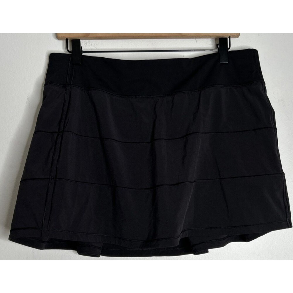 Lululemon Pace Setter Skort Black Elastic Waist Size 10 Tall Pickleball Tennis - Picture 2 of 5